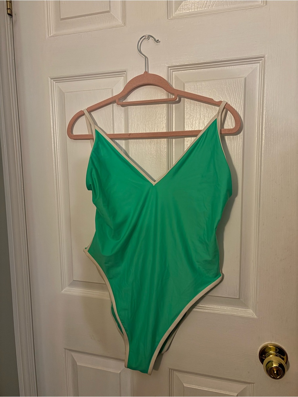 aerie Emerald Green One-Piece Swimsuit with Cream Trim